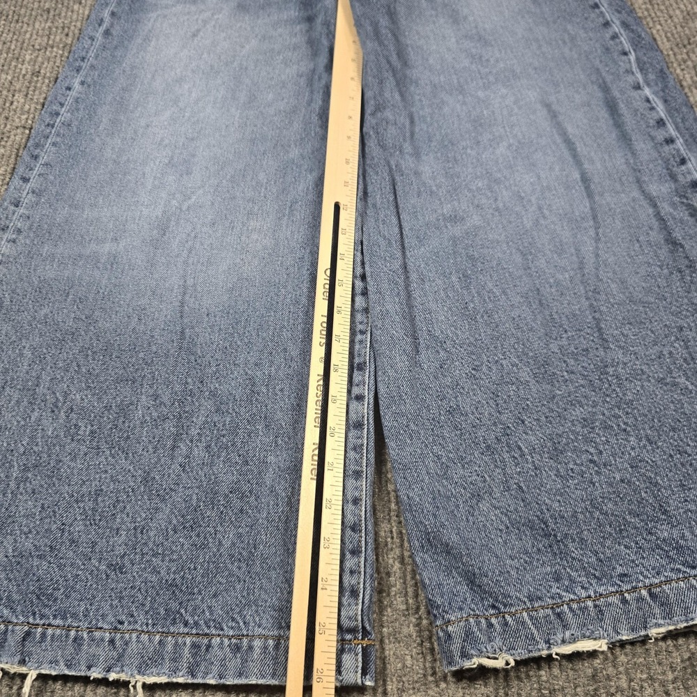 Current/Elliott Jeans Womens 30 Blue Wide Leg Cropped Raw Hem High Rise 30x26 - Picture 8 of 14